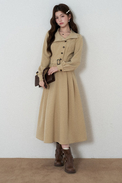 Vestido trench caqui de manga larga