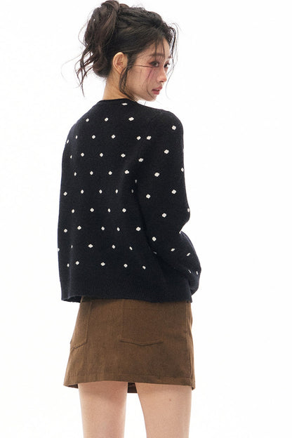 Polka Dot Knit Cardigan