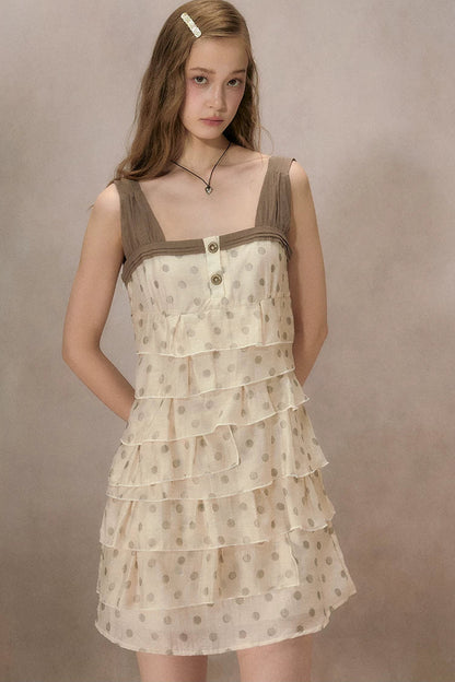 Apricot Polka Dot Dress