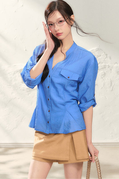 Khaki A-Line Skirt Pants Set-Up
