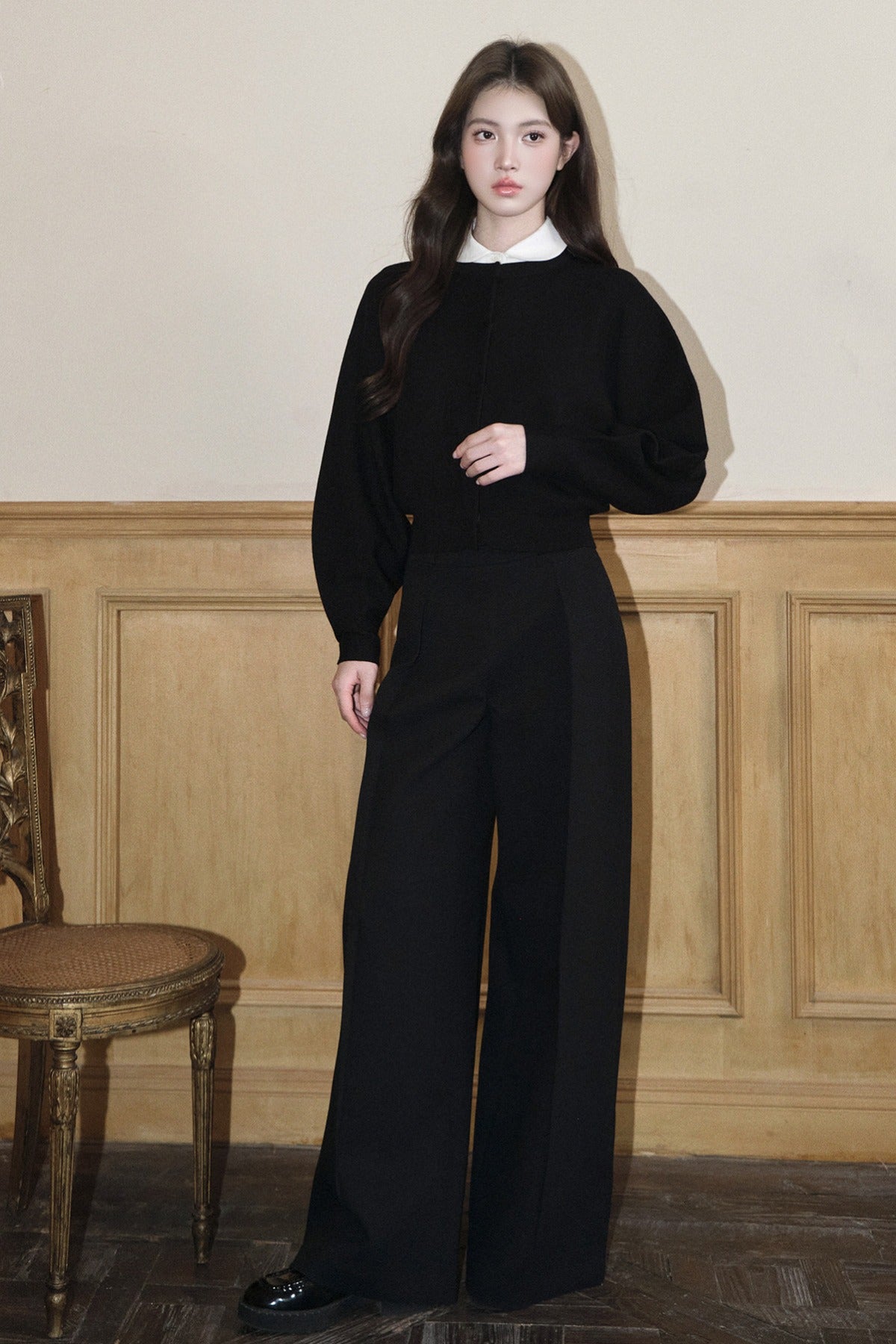 Pleated Wide-Leg Tencel Wool Pants