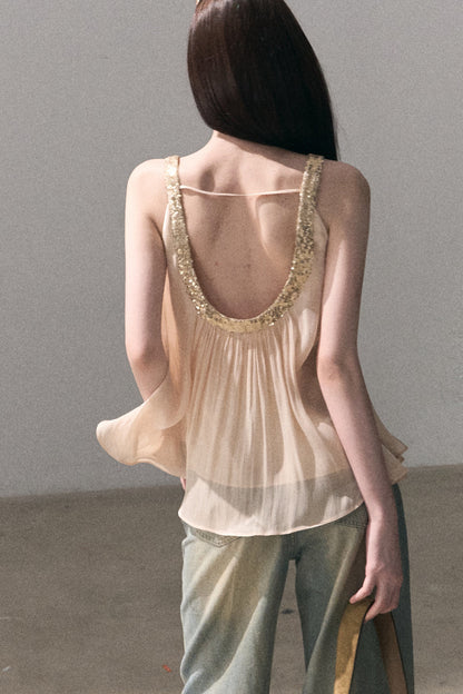 Gold Sequin Lace Top