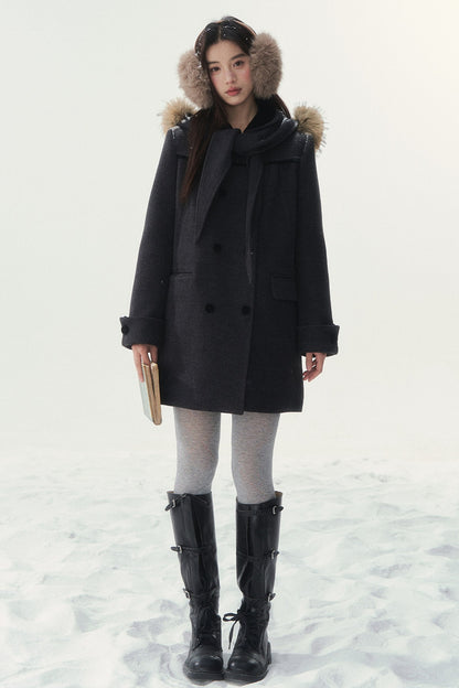 Dark Gray Doll Collar Coat