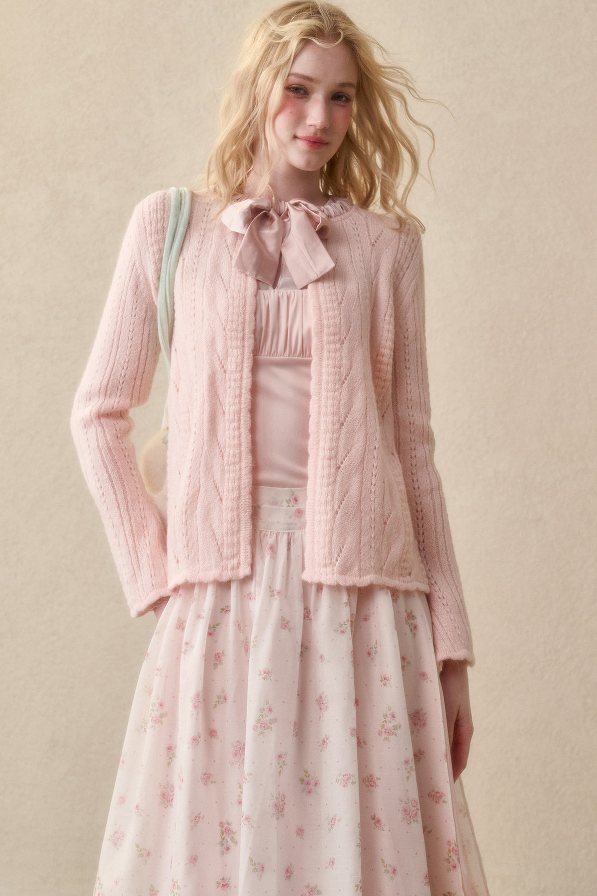 Ribbon Soft Wool Knit Cardigan