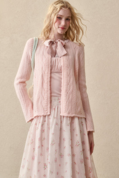 Ribbon Soft Wool Knit Cardigan