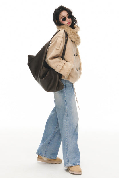 Ensemble veste courte en laine et pantalon