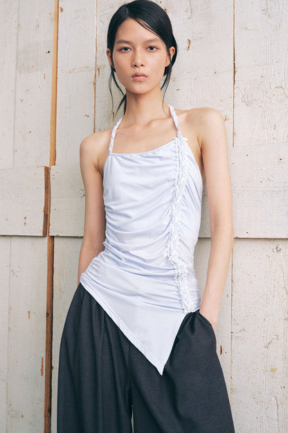 Ruched Side Tie Halter Camisole