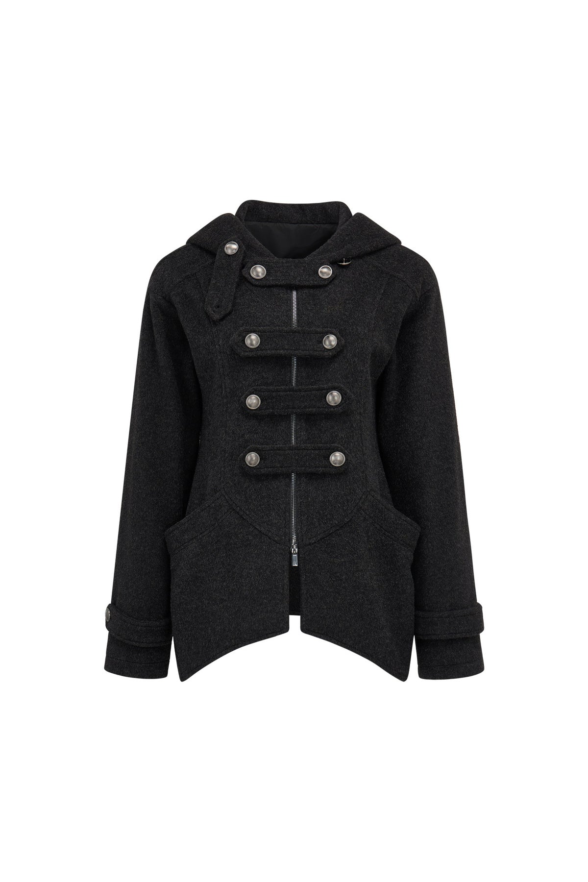Mid-Length Denim Hooded Jacket
