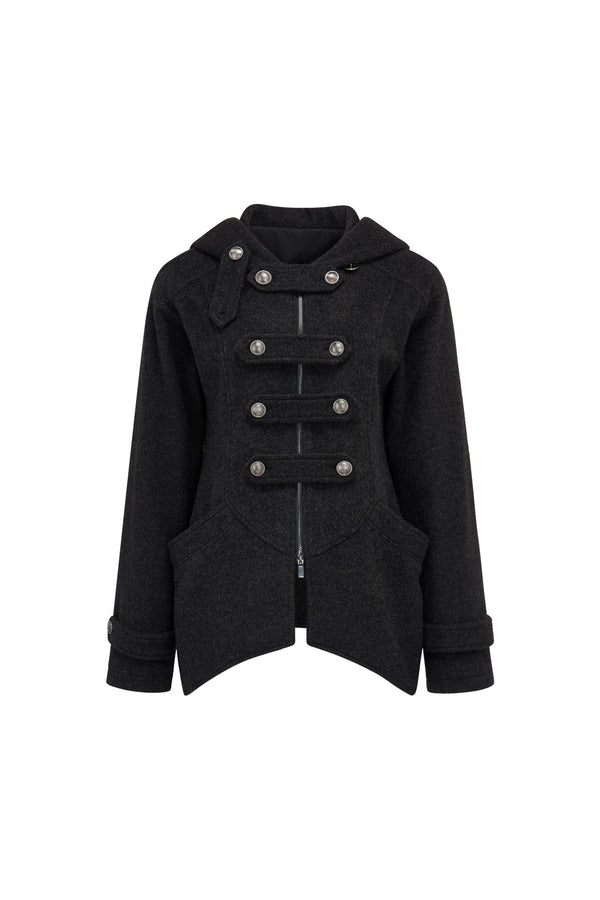 Mid-Length Denim Hooded Jacket