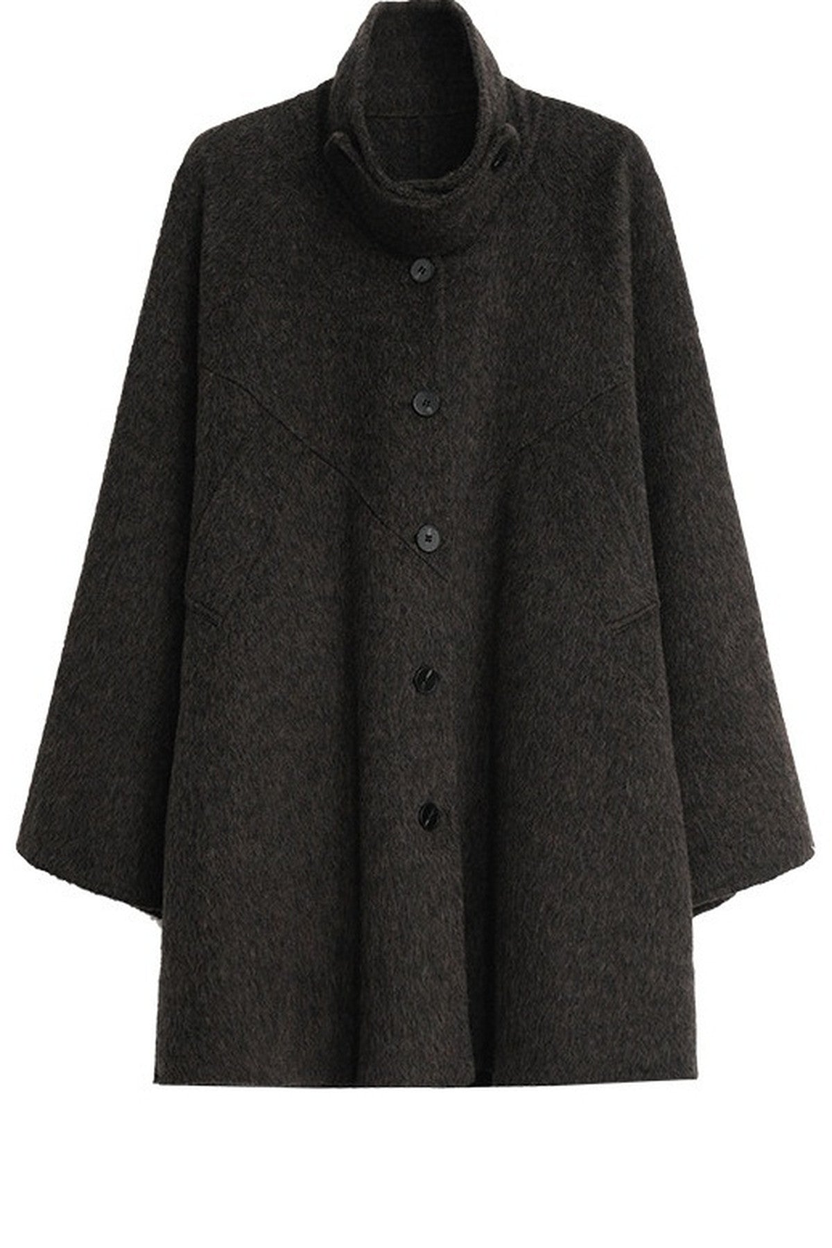 Mid-Length Armor Collar Wool Coat