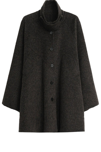 Mid-Length Armor Collar Wool Coat