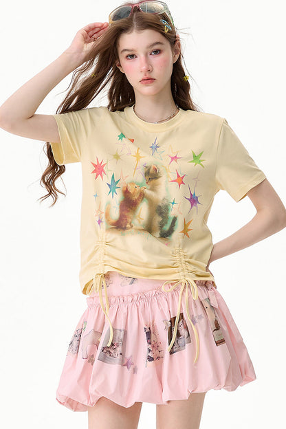 Cat Graphic Short-Sleeve T-Shirt