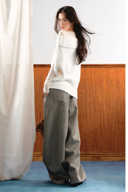 Korean Slanted Shoulder Sweater