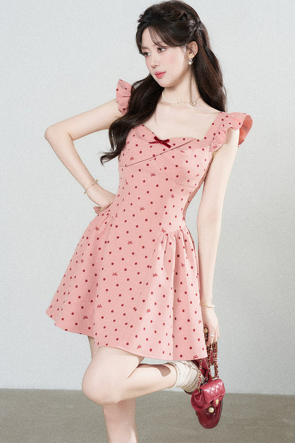 Rose Pink Polka Dot Dress