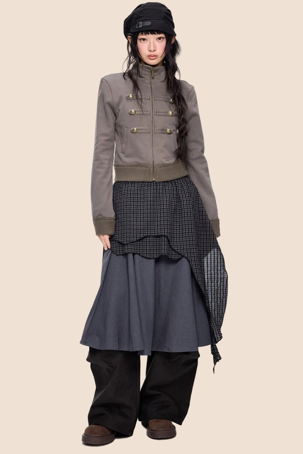 Short Napoleon Style Stand Collar Cardigan