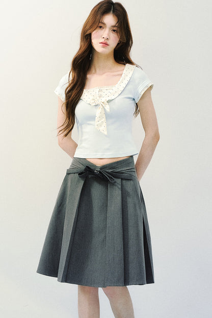 Asymmetrical Pleated Midi Skirt