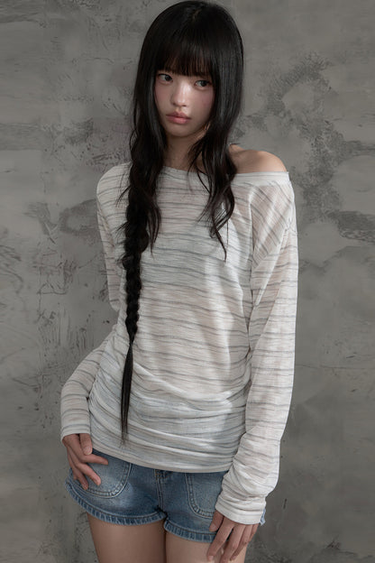 Striped Slightly Off-Shoulder Cover-Up, Pants and Top Set