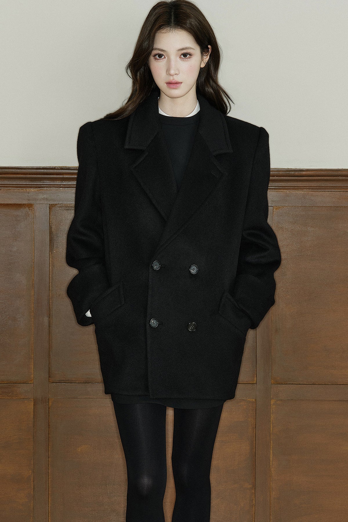 Pure Wool Notched Lapel Coat