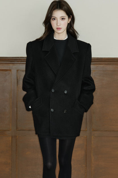 Pure Wool Notched Lapel Coat