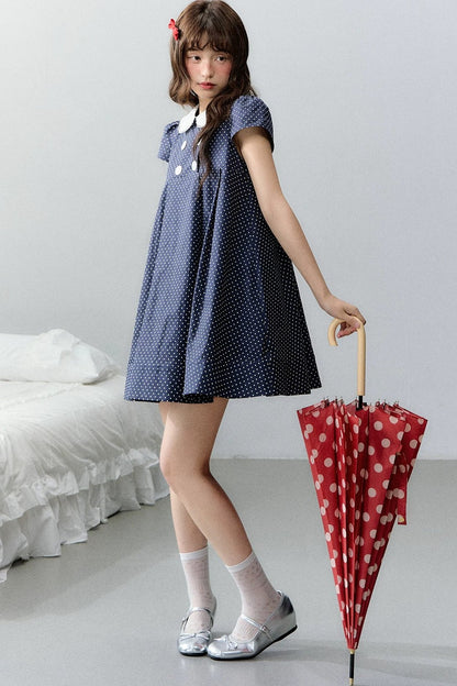 Navy Retro Polka Dot Dress