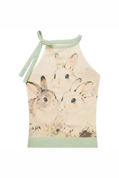 Rabbit Shadow Knitted Halter Top
