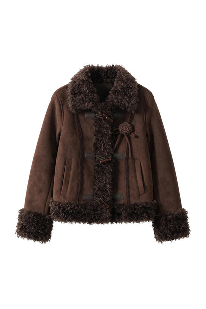 Warm Suede Faux Fur Toggle Jacket