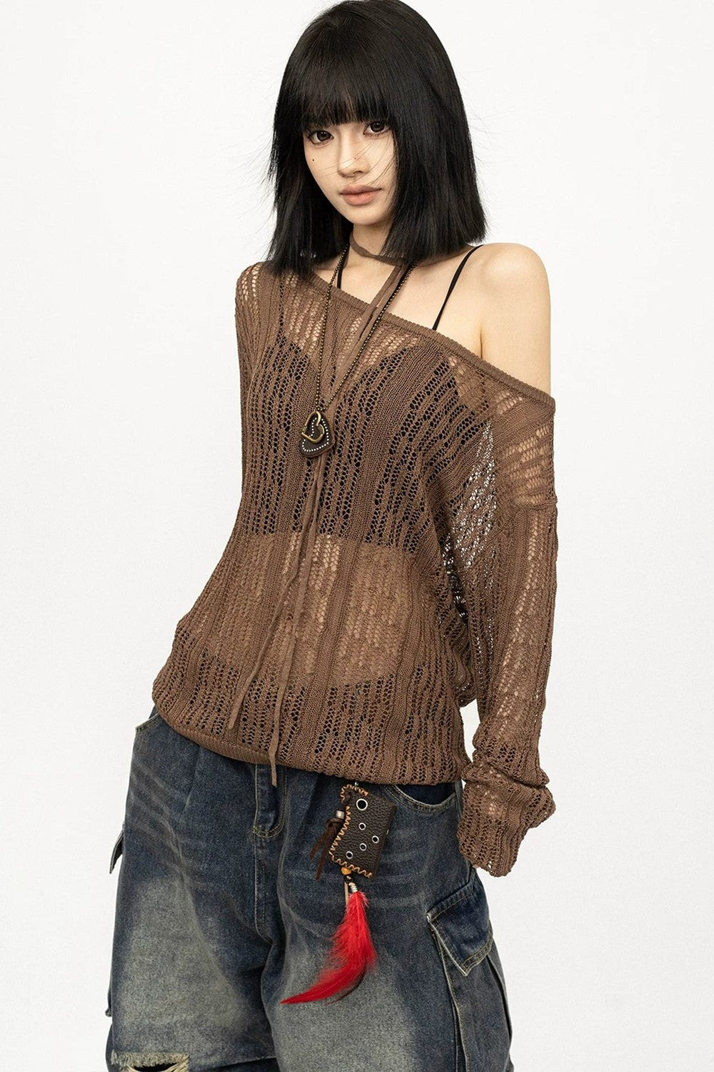 Sheer Mesh Knit Sweater