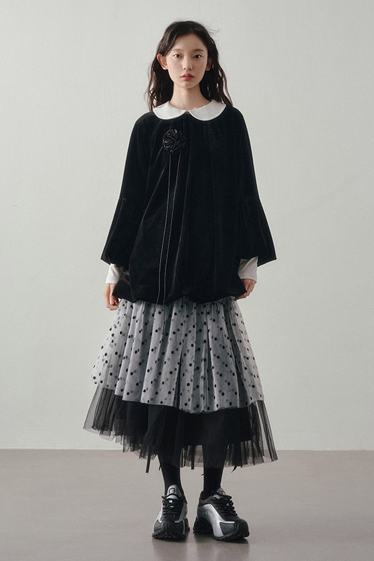 Polka Dot Patchwork Tulle Skirt