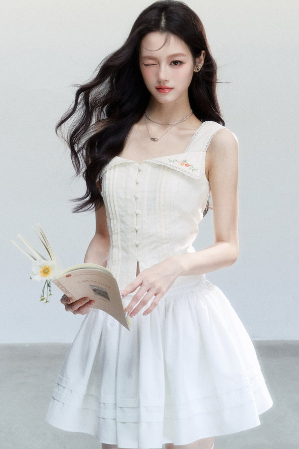 French Embroidered Square Neck Camisole