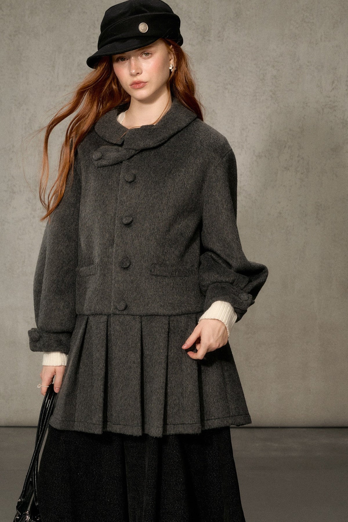 White Tea Letterhead Wool Blend Coat