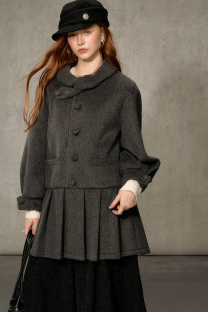 White Tea Letterhead Wool Blend Coat