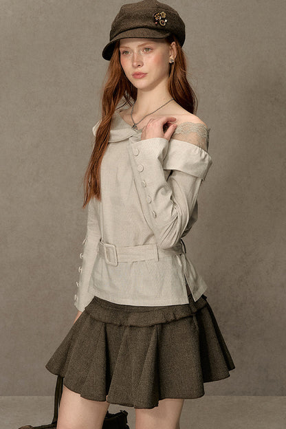Long-Sleeve Off-Shoulder Shirt