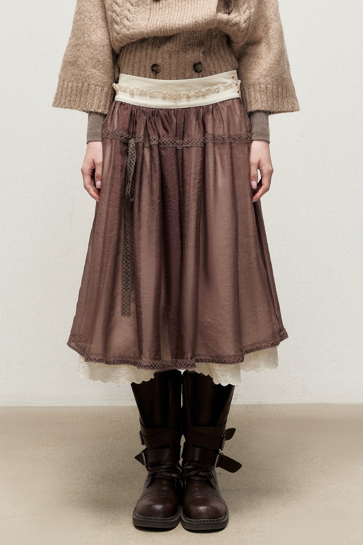 Ballet Brown Gauze Long Skirt