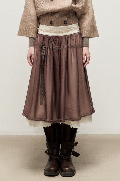 Ballet Brown Gauze Long Skirt