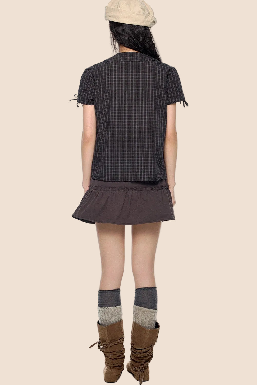 Camicia a righe con fiocco plissettato