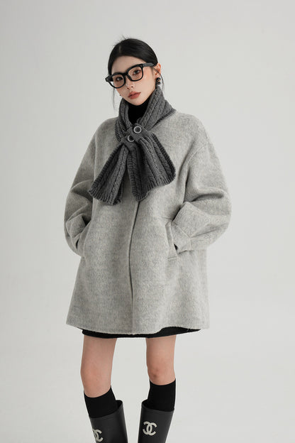Scarf Collar Double-Sided Wool Coat
