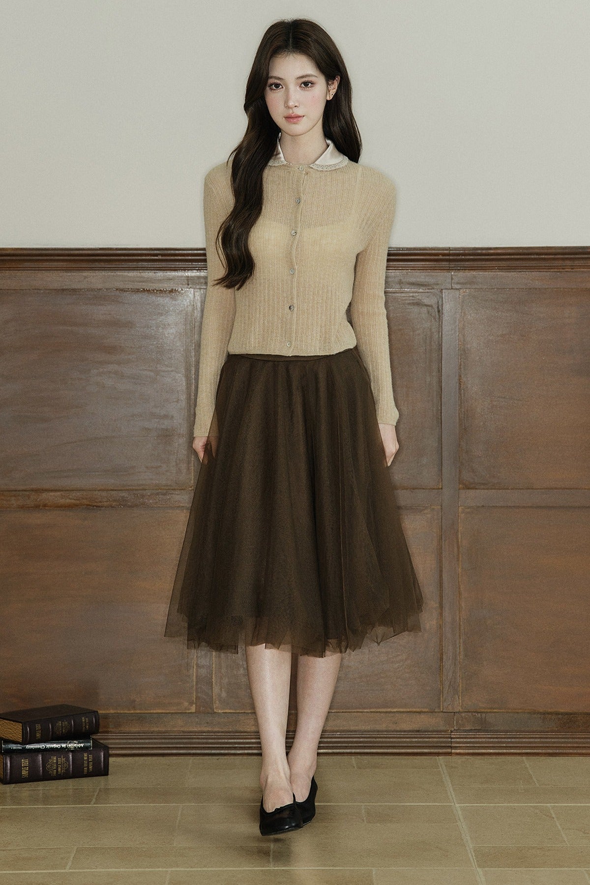 Detachable Doll Collar Knit Cardigan