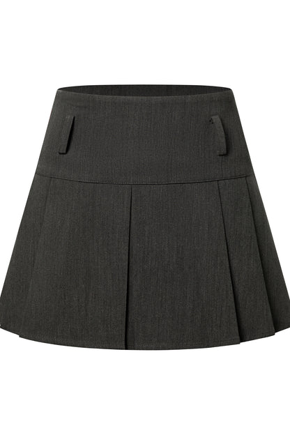 Bow Tie Spliced Shirt and Pleated Mini Skirt Set-Up