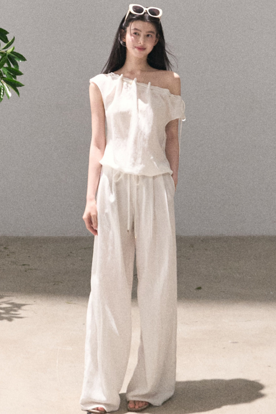 Lyocell Linen Wide-Leg Pants