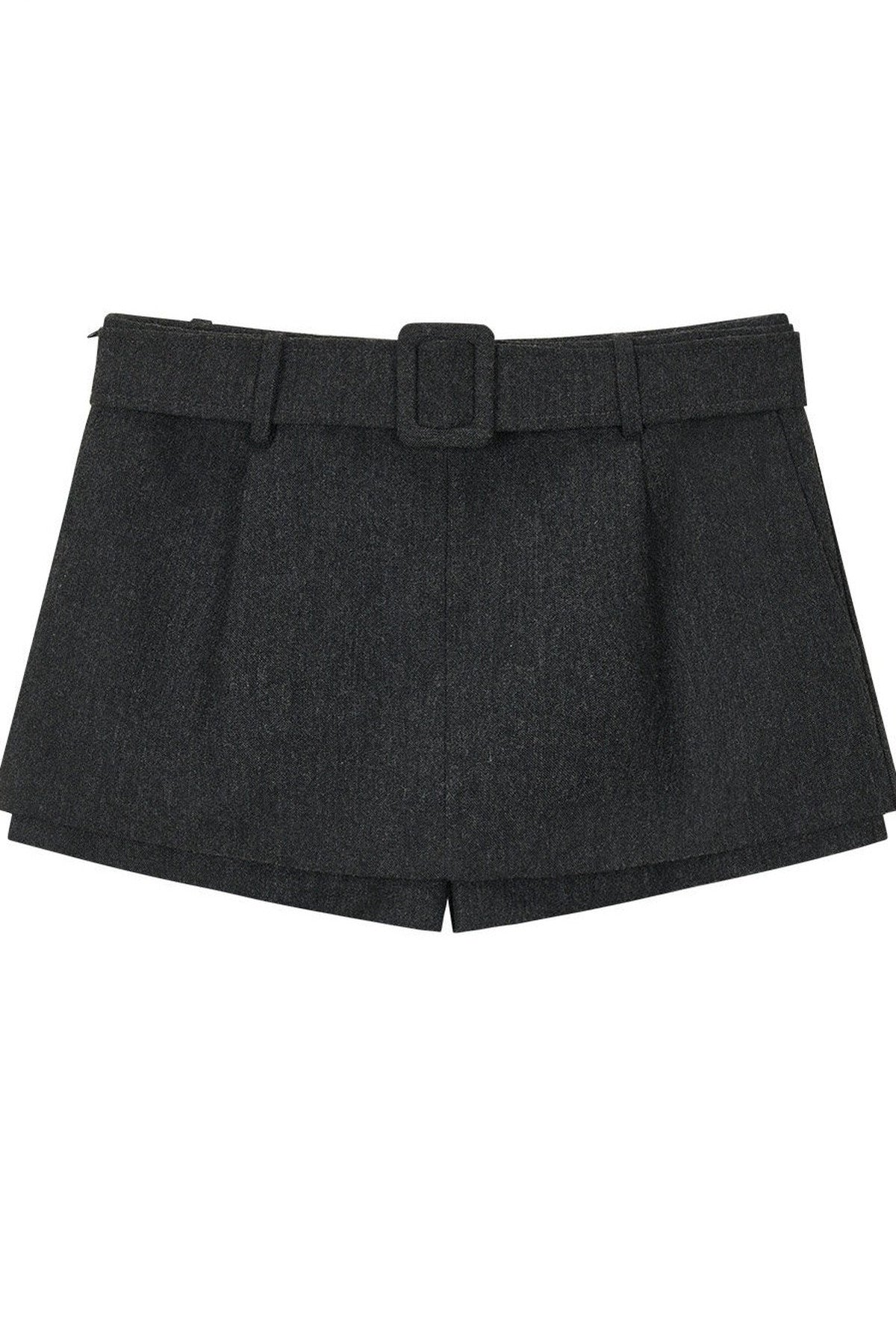 Belted Wool A-Line Skirt