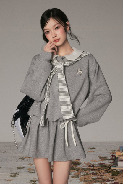 Layered-Look Long-Sleeved Sweatshirt Dress