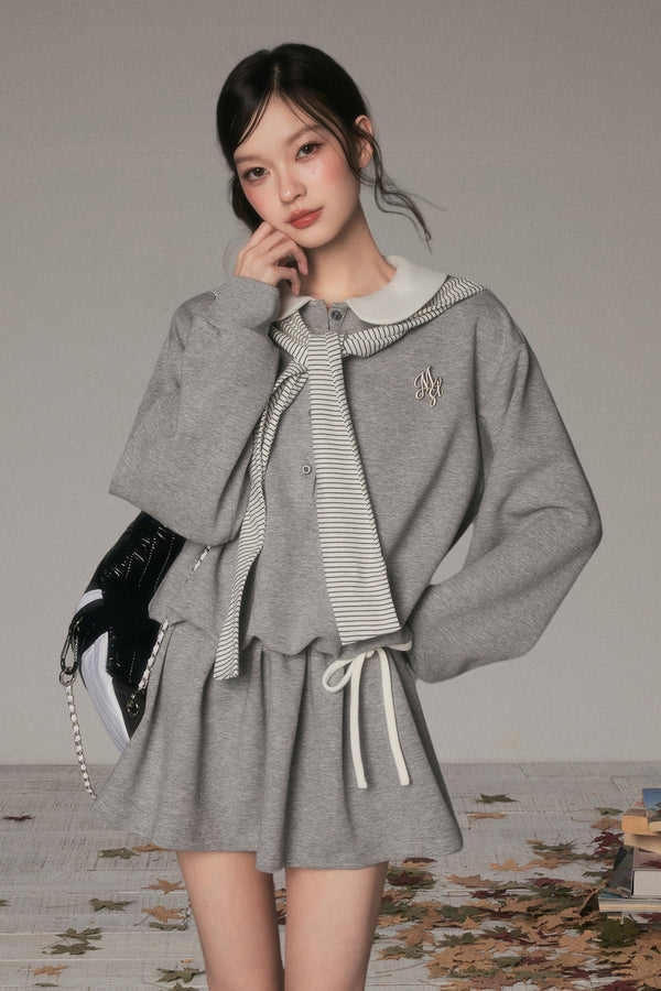 Layered-Look Long-Sleeved Sweatshirt Dress