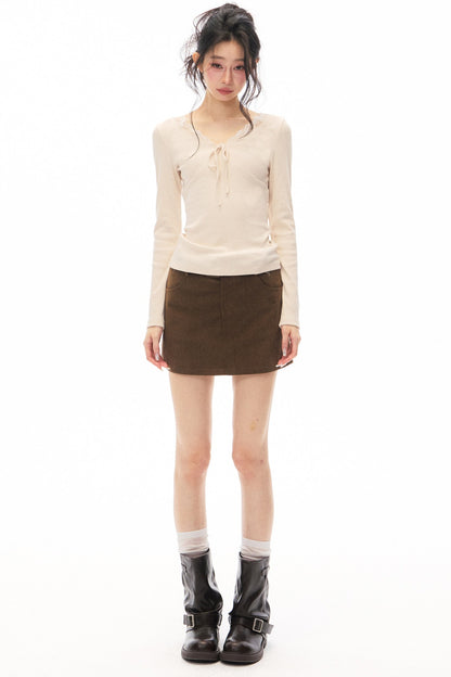 Slim-Fit Knit Top and Skirt Set-Up