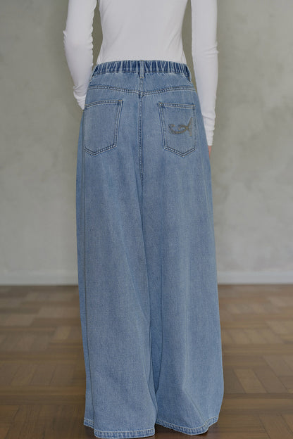 Pantaloni in denim a vita bassa