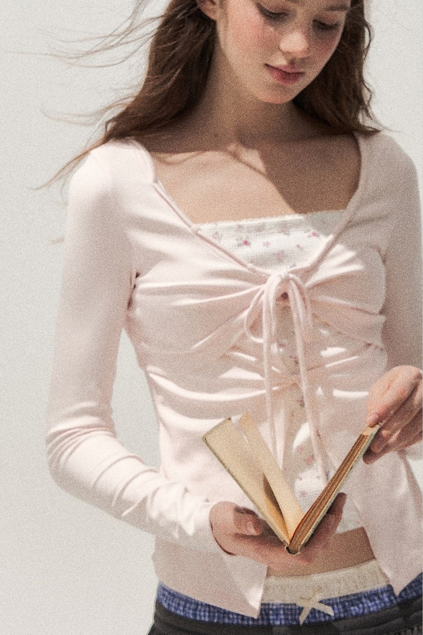 Floral Knot Tie Long Sleeve T-Shirt