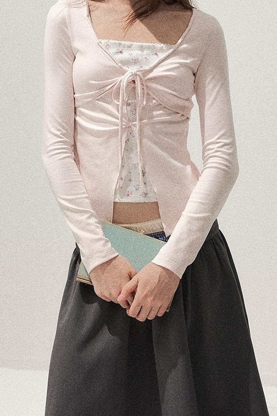 Floral Knot Tie Long Sleeve T-Shirt