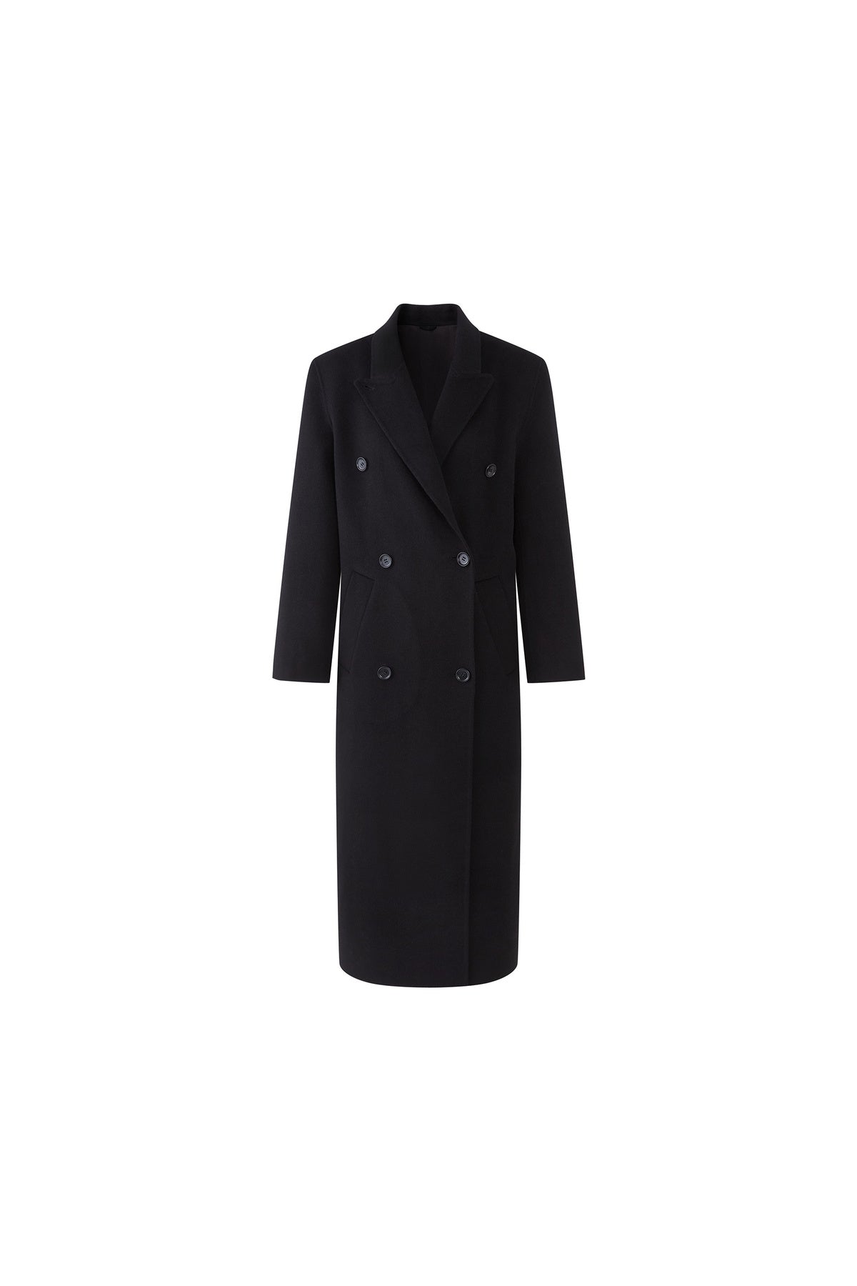 Double Breasted Notch Lapel Long Wool Coat