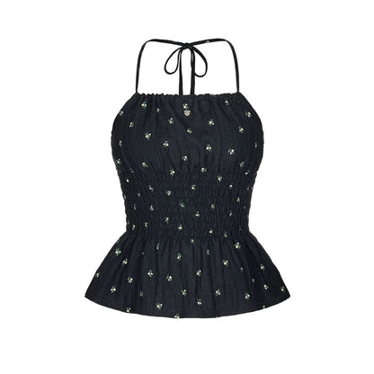 Romantic Floral Lace-Up Camisole