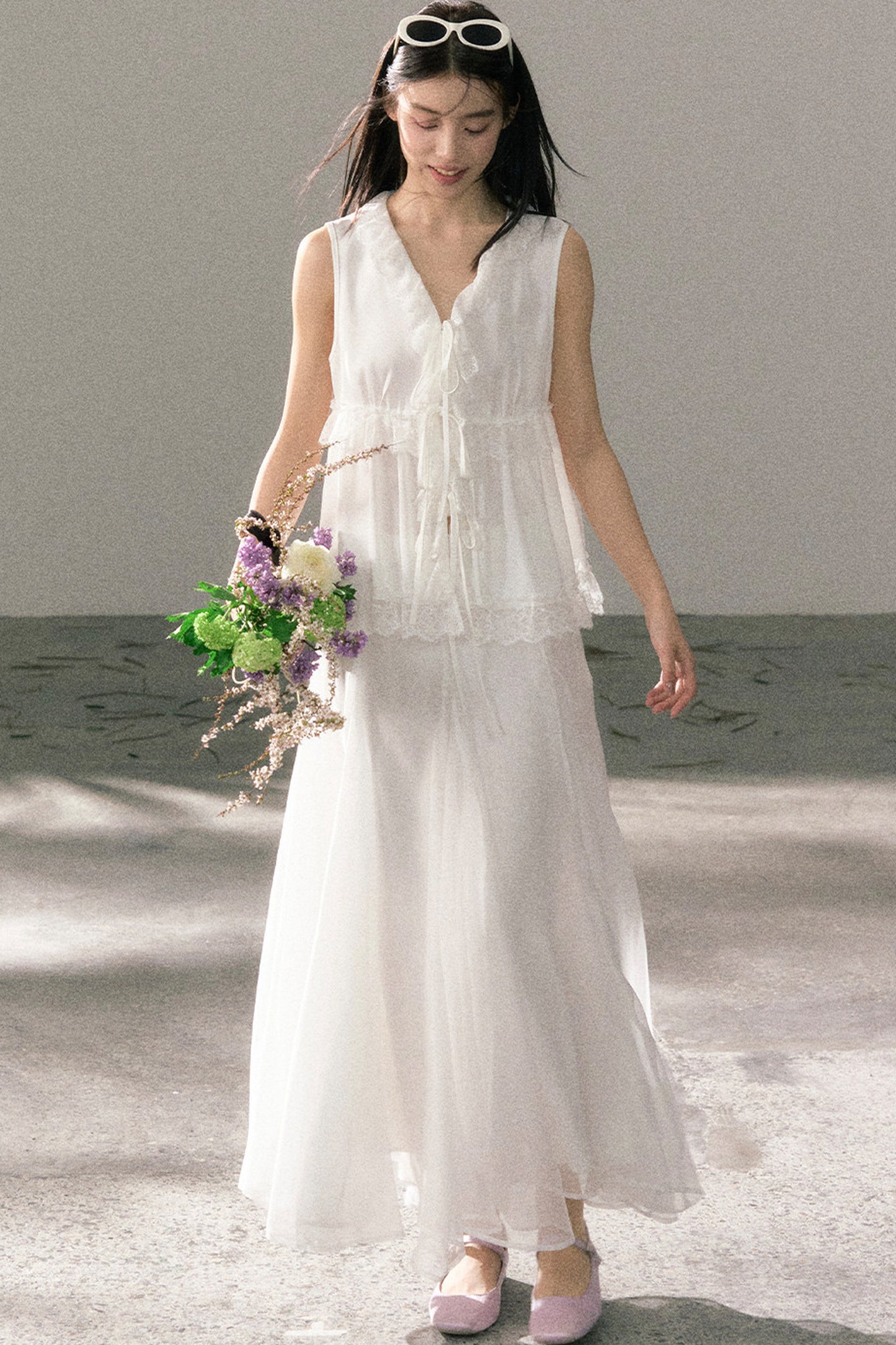 French Lace Ruffled Vest