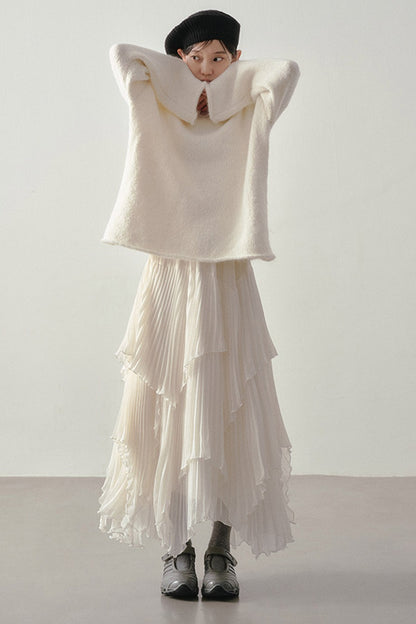 3D Textured Pleated Skirt